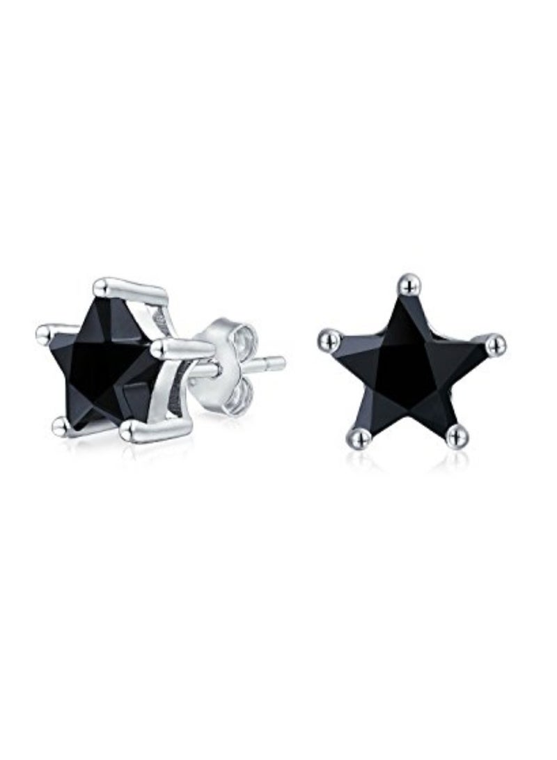 BLING JEWELRY 925 Sterling Silver Star Shaped Stud Earrings With Zircon  - Image 2