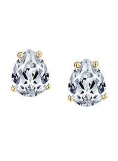 BLING JEWELRY Gold Plated 925 Sterling Silver Teardrop Stud Earrings With Zircon  - Image 1