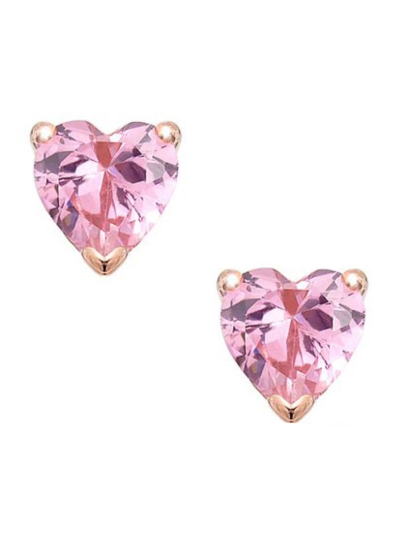 BLING JEWELRY Rose Gold Plated 925 Sterling Silver Heart Shaped Stud Earrings With Zircon - Image 1