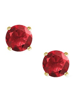 Gold Plated 925 Sterling Silver Stud Earrings With Garnet