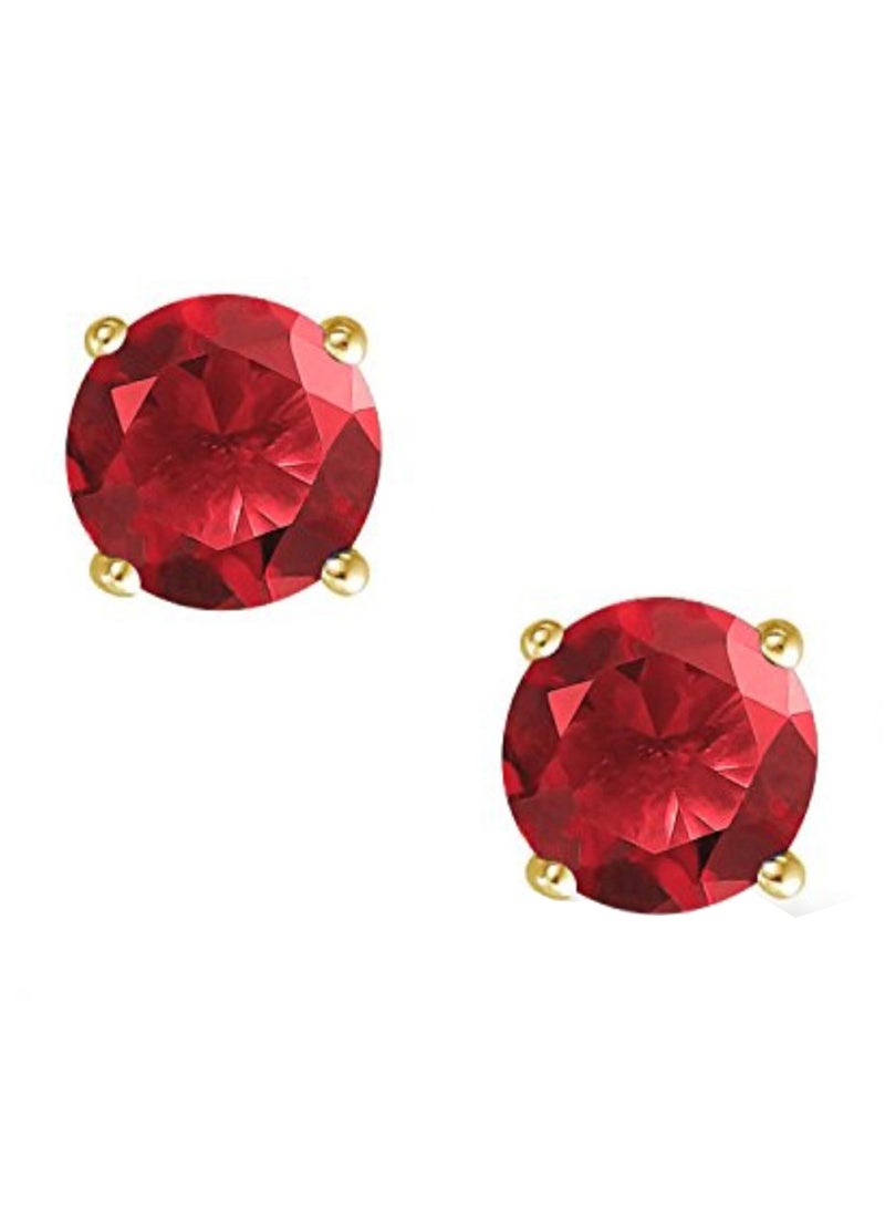 BLING JEWELRY - Gold Plated 925 Sterling Silver Stud Earrings With Garnet - Image 1