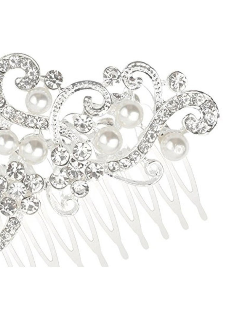 يان مشط زفاف للشعر مزين بحجر الراين فضي - Image 3