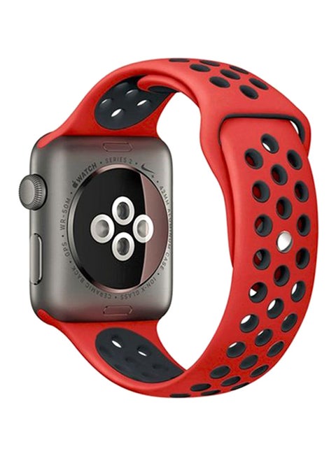 Breathable Silicone Sport Wrist Band For Apple Watch 38 mm Red/Black