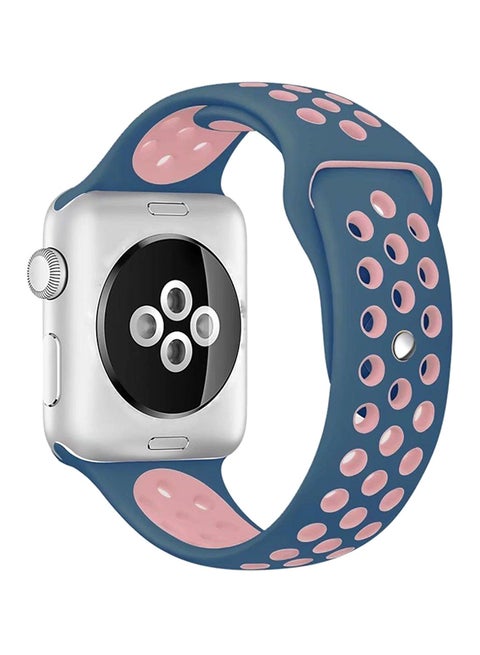 Silicone Replacement Band For Apple Watch Series 3/2/1 Blue/Pink