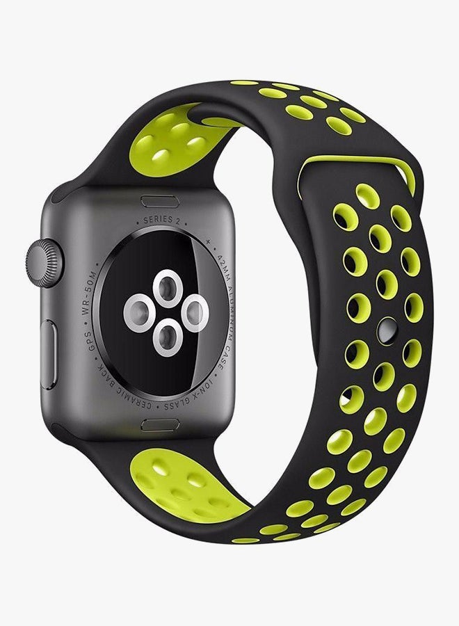 Generic - Perforated Sport Wrist Band For Apple Watch 42 mm Black/Green - Image 1