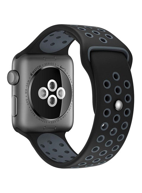 Silicone Wrist Band For Nike Apple Watch Series 1/2/3/4 Black/Grey