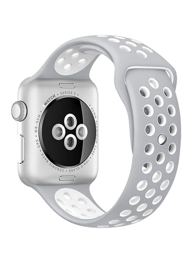 سوار معصم بديل لساعة أبل الذكية، سلسلة 3/2/1 رمادي / أبيض - Image 1