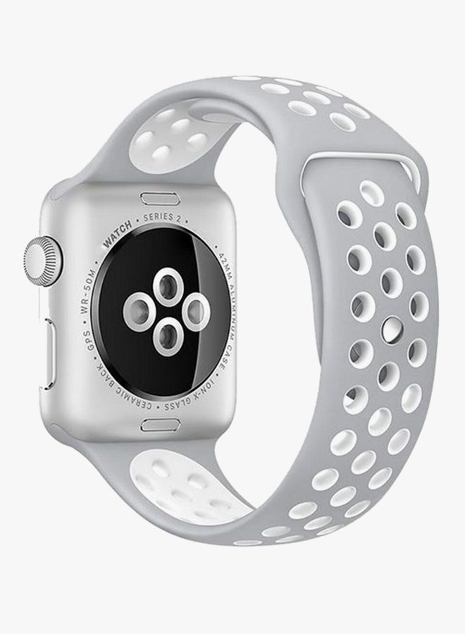 سوار معصم بديل لساعة أبل الذكية، سلسلة 3/2/1 رمادي / أبيض - Image 2