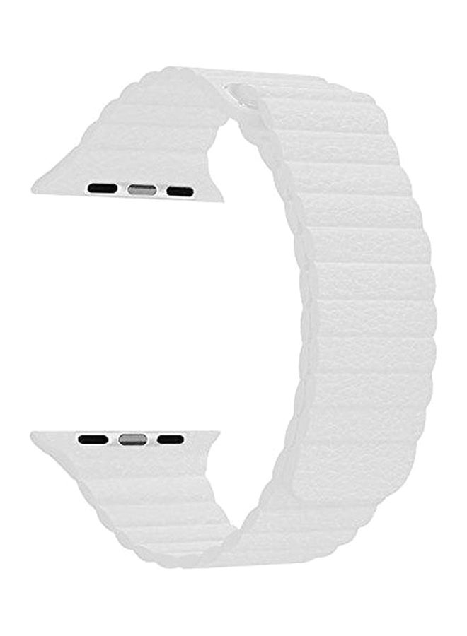 Generic - Leather Wrist Band For Apple Watch 42 mm White - Image 1
