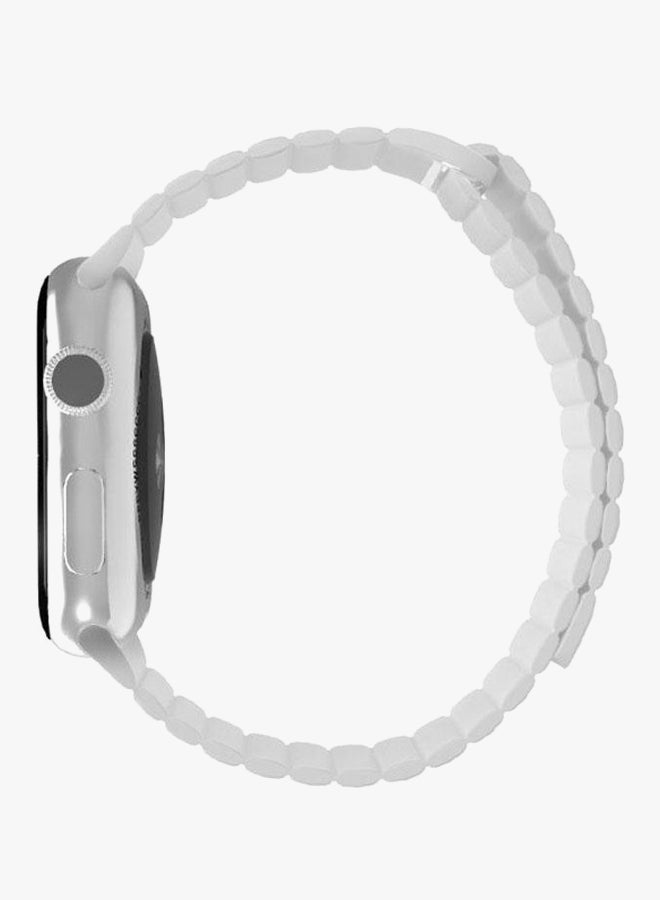 Generic - Leather Wrist Band For Apple Watch 42 mm White - Image 1