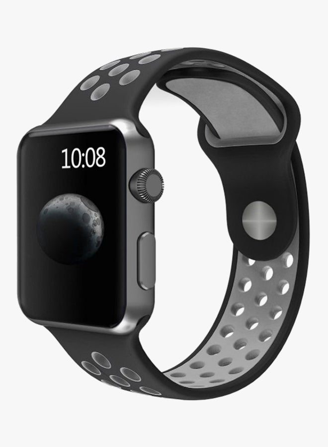 Generic - Soft Silicone Sport Wrist Band For Apple Watch 40 mm Black/Grey - Image 1