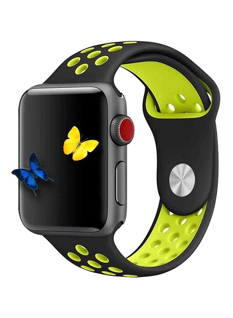 Soft Silicone Wrist Band For Apple Watch 44 mm Black/Green