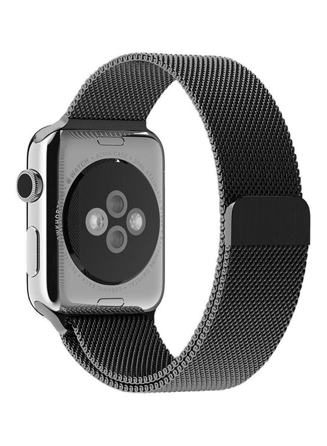 سوار معصم رياضي من الستانلس ستيل لساعة يد أبل مقاس 44 مم أسود - Image 1