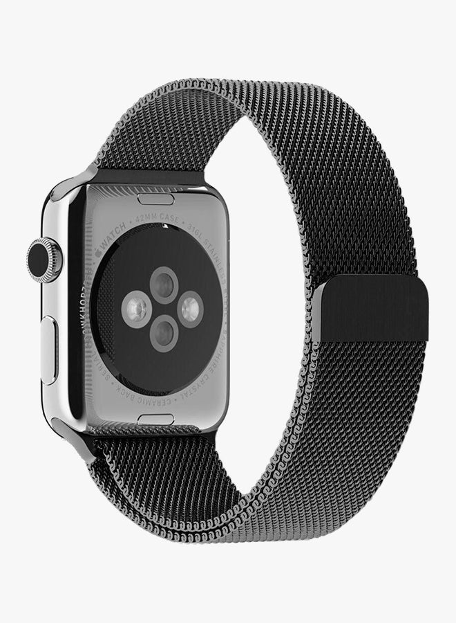 سوار معصم رياضي من الستانلس ستيل لساعة يد أبل مقاس 44 مم أسود - Image 2