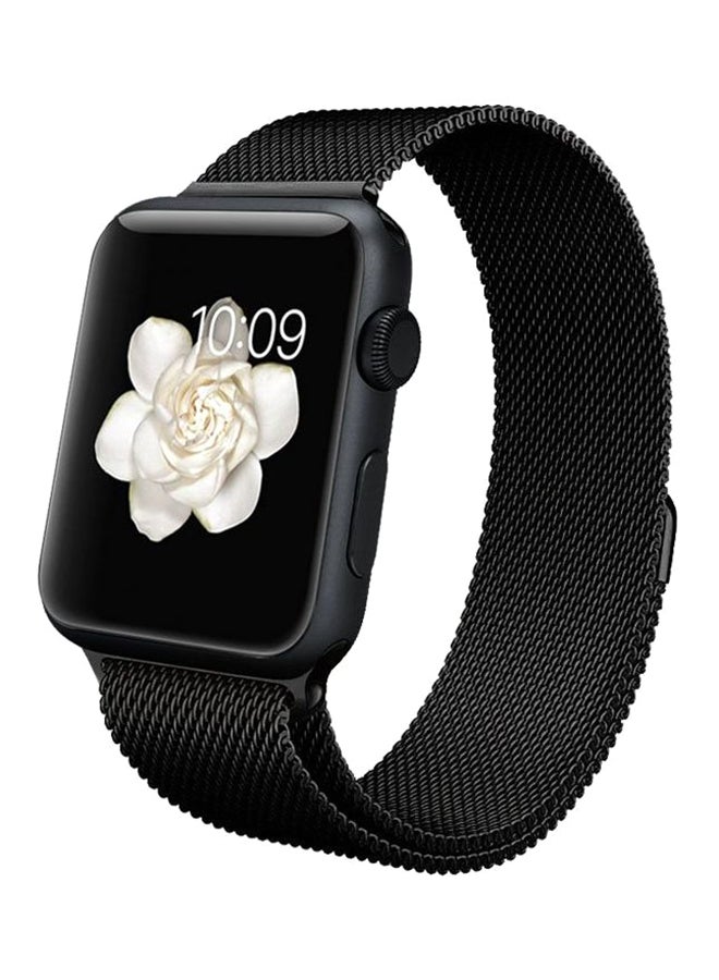 Milanese Stainless Steel Wrist Band For Apple Smart Watch 44 mm Black - Image 1