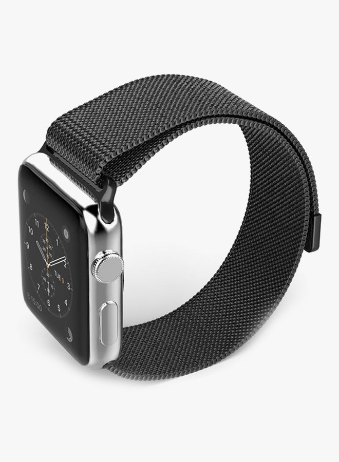 Milanese Stainless Steel Wrist Band For Apple Smart Watch 44 mm Black - Image 2
