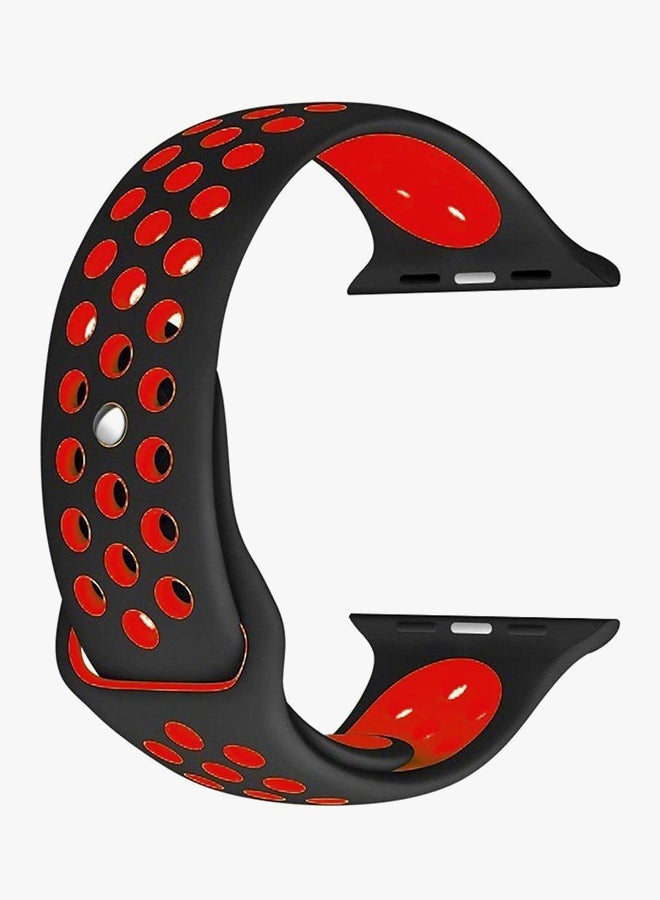 Generic - Soft Silicone Sport Wrist Band For Apple Watch 44 mm Black/Red - Image 1