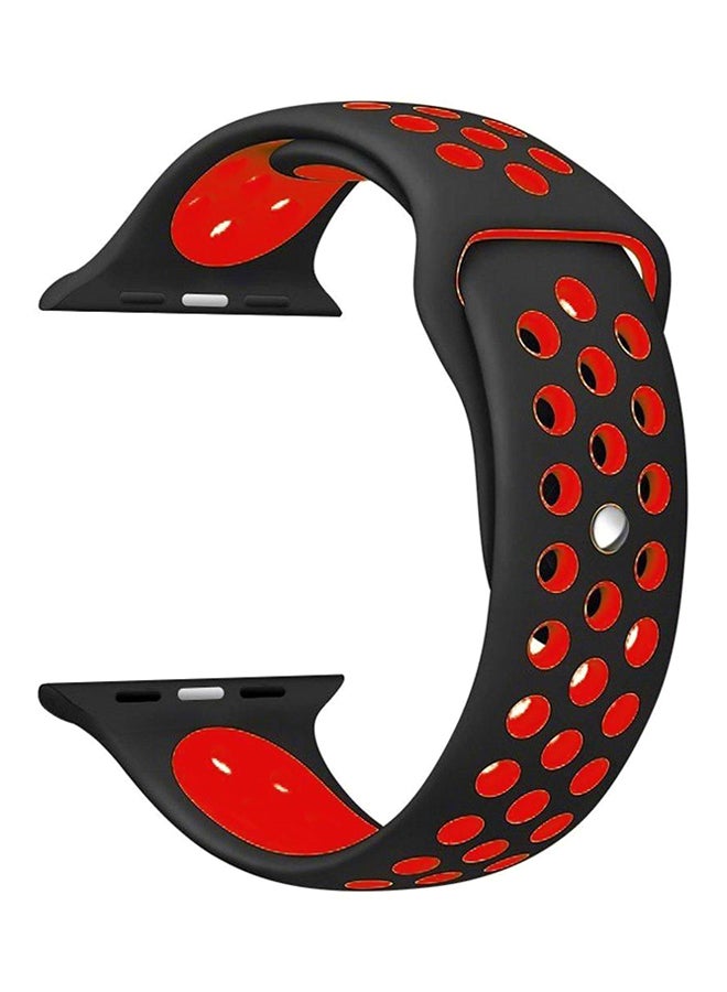 Generic - Soft Silicone Sport Wrist Band For Apple Watch 44 mm Black/Red - Image 1