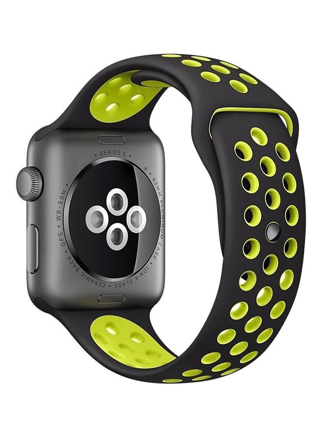 Generic - Perforated Sport Wrist Band For Apple Watch 44 mm Black/Green - Image 1