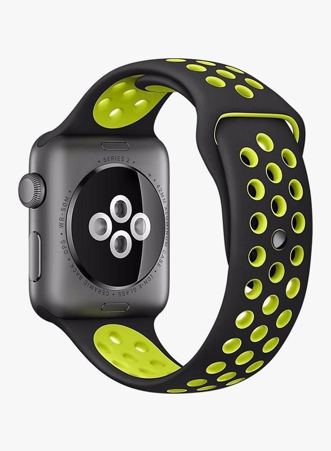 Generic - Perforated Sport Wrist Band For Apple Watch 44 mm Black/Green - Image 1