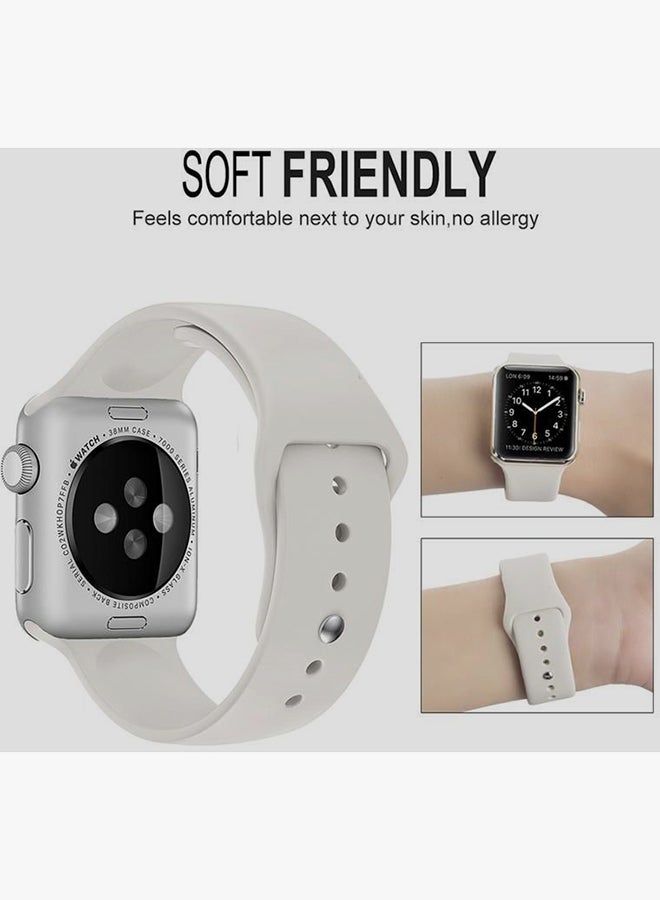 Generic - Replacement Silicone Sport Wrist Band For Apple Watch 44 mm White - Image 1