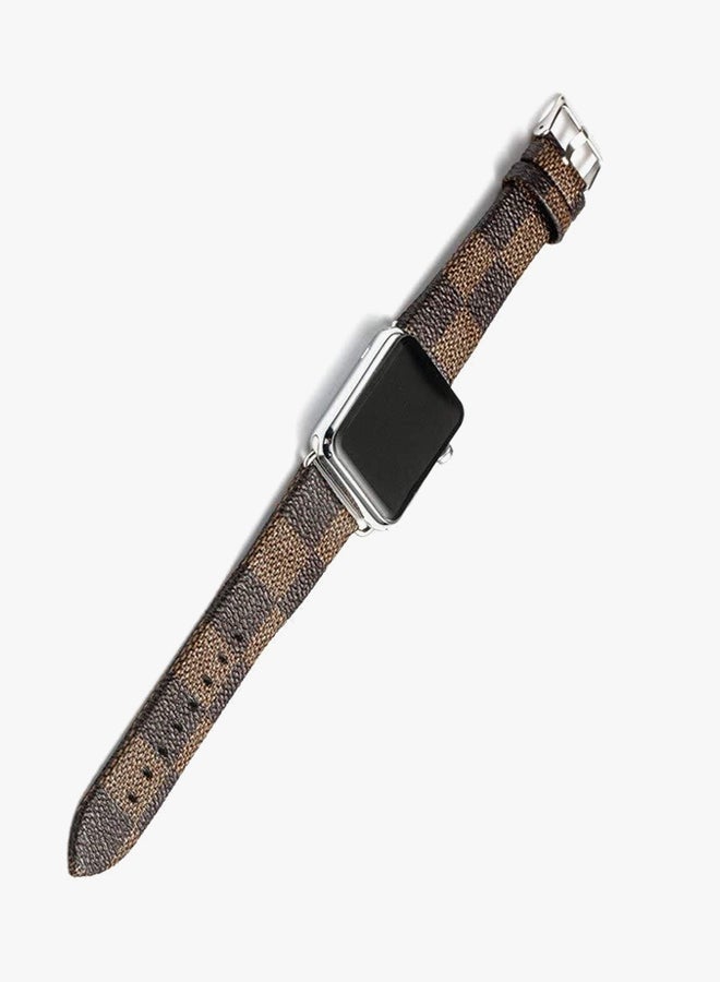 Leather Wrist Watch Band For Apple Watch 44mm Brown - Image 2