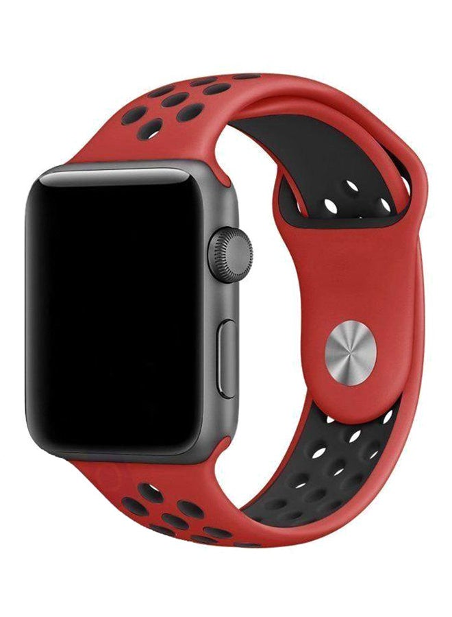 Soft Silicone Replacement Wrist Band For Apple Watch Series 4/5 Red/Black - Image 1