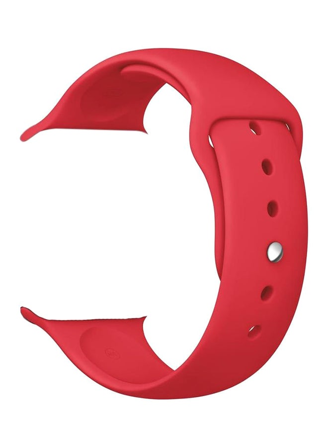 سوار معصم ناعم ومتين من السيليكون لساعة أبل ووتش مقاس 44 مم أحمر - Image 1
