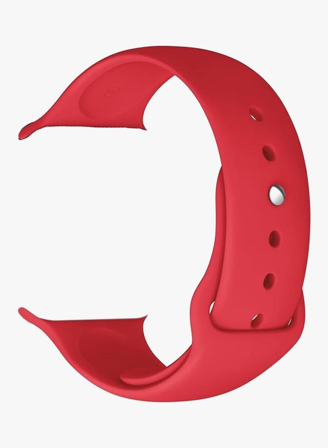 سوار معصم ناعم ومتين من السيليكون لساعة أبل ووتش مقاس 44 مم أحمر - Image 2