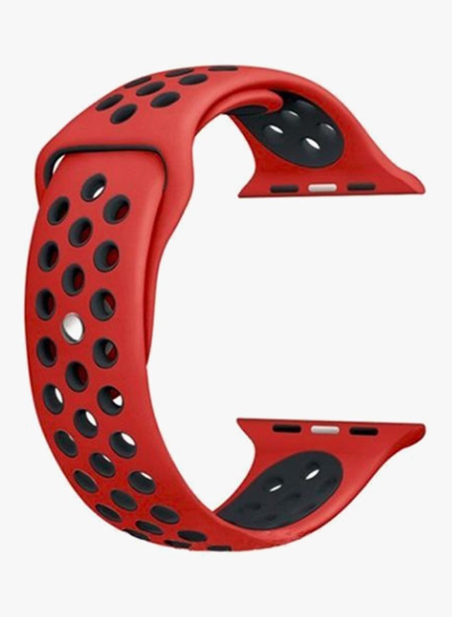 Generic - Soft Silicone Replacement Wrist Band For Apple Watch 44 mm Red/Black - Image 1