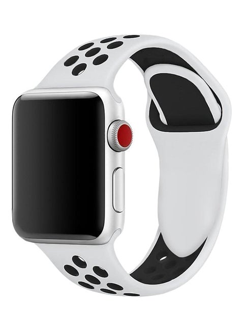 Silicone Replacement Band For Apple Watch 44mm White/Black