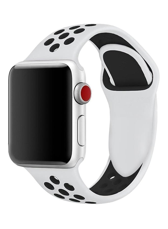 Generic - Silicone Replacement Band For Apple Watch 44mm White/Black - Image 1