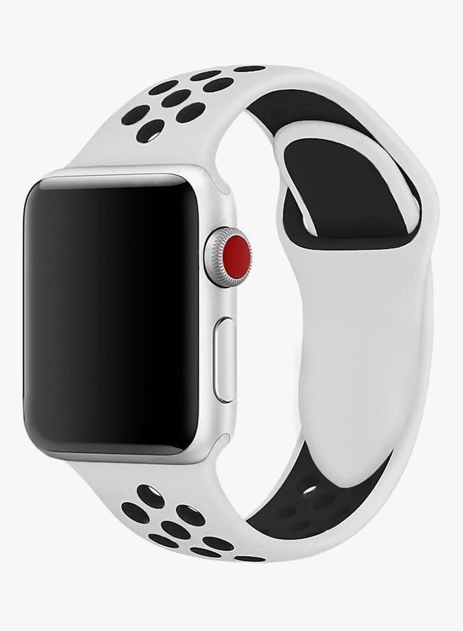 Generic - Silicone Replacement Band For Apple Watch 44mm White/Black - Image 1