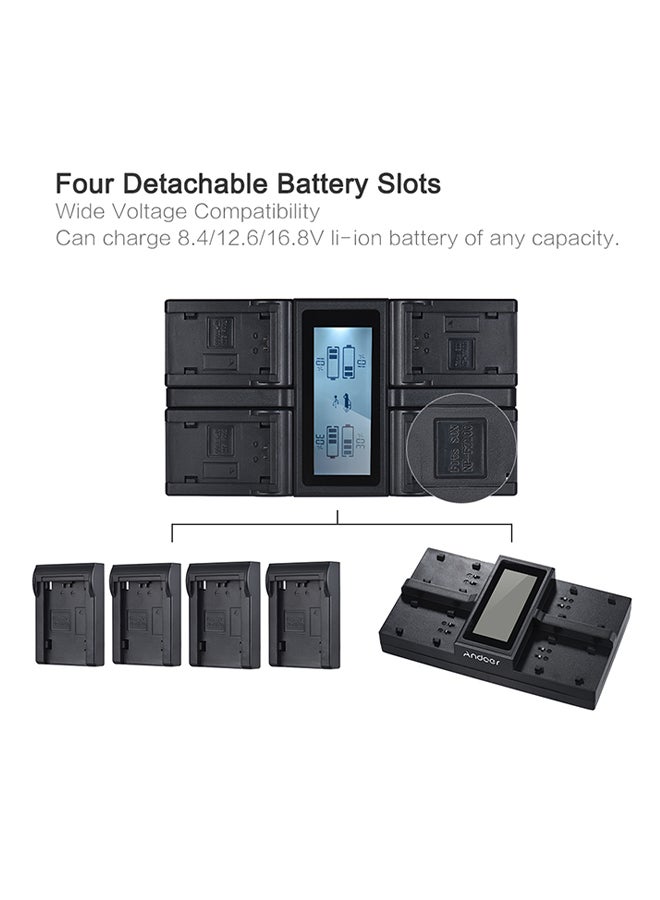 أندوير شاحن بطارية رقمي بشاشة LCD و4 منافذ طراز NP-FZ100 لكاميرات سوني A7III/A9/A7RIII/A7SIII - Image 3