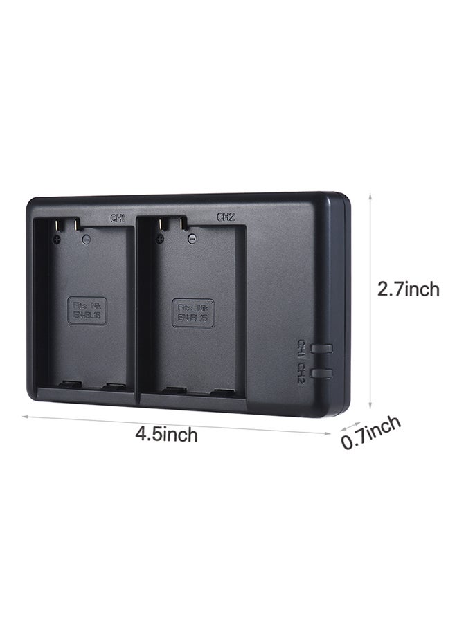 أف بي شاحن بطارية بقناتين ومنفذ Micro USB لكاميرا نيكون EN-EL15 أسود - Image 2