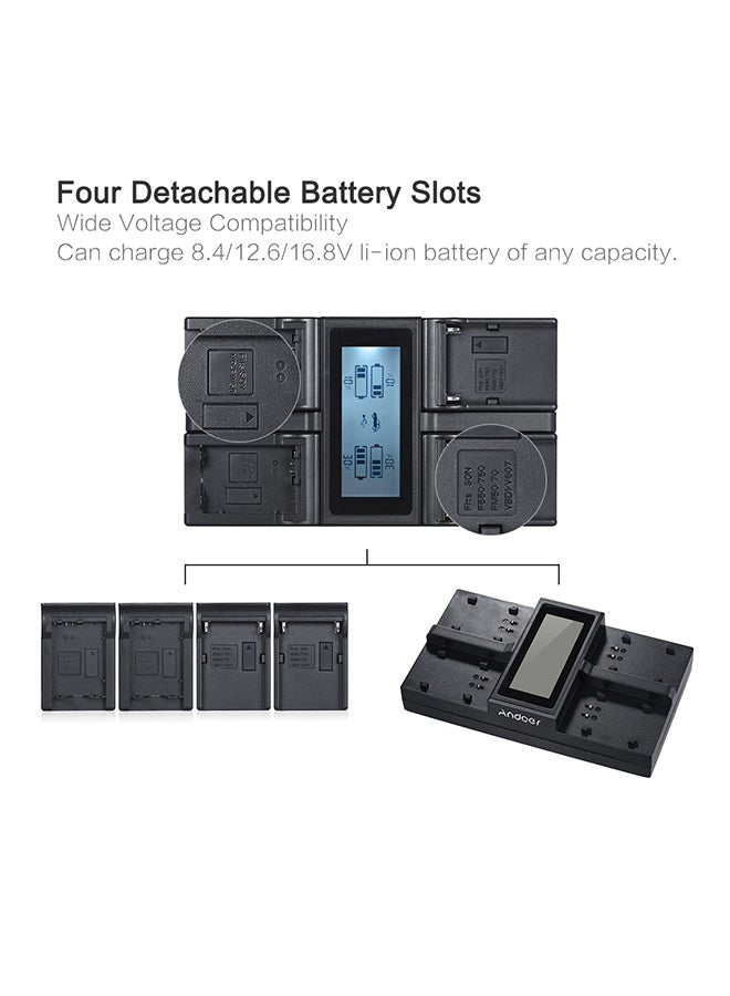 أندوير شاحن لبطارية الكاميرا الرقمية بـ4 قنوات لكاميرات سوني A6300 Np-F550 F750 F950 Np-Fm50 Fm500H - Image 3