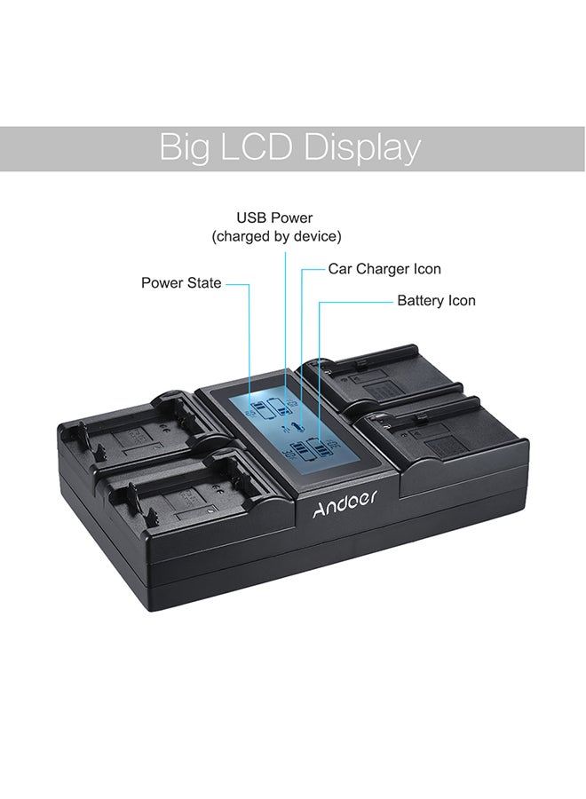 أندوير شاحن لبطارية الكاميرا الرقمية بـ4 قنوات لكاميرات سوني A6300 Np-F550 F750 F950 Np-Fm50 Fm500H - Image 4