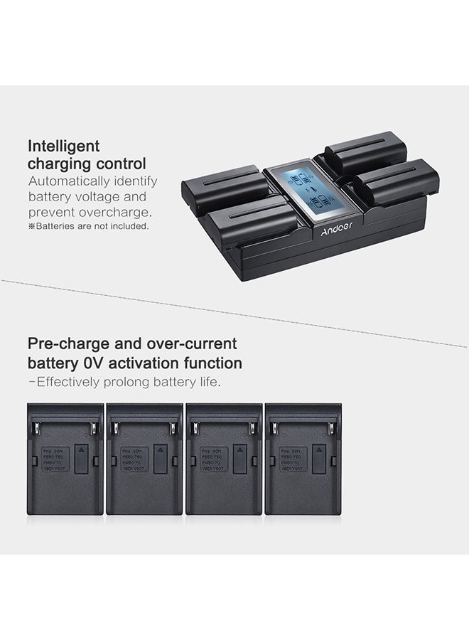 ANDOER NP-F970 4-Channel Digital Camera Battery Charger w/ LCD Display  for Sony NP-F550 F750 F950 NP-FM50 FM500H QM71 - Image 2