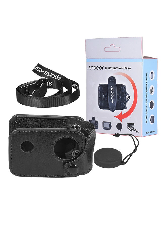 ANDOER Clip-On Sports Camera Protecive Carrying Case With Neck Lanyard Lens Cap For Sjcam Sj4000 Sj5000 Black  - Image 1