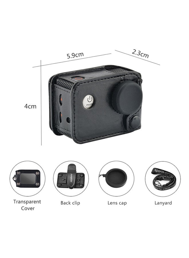 ANDOER Clip-On Sports Camera Protecive Carrying Case With Neck Lanyard Lens Cap For Sjcam Sj4000 Sj5000 Black  - Image 2