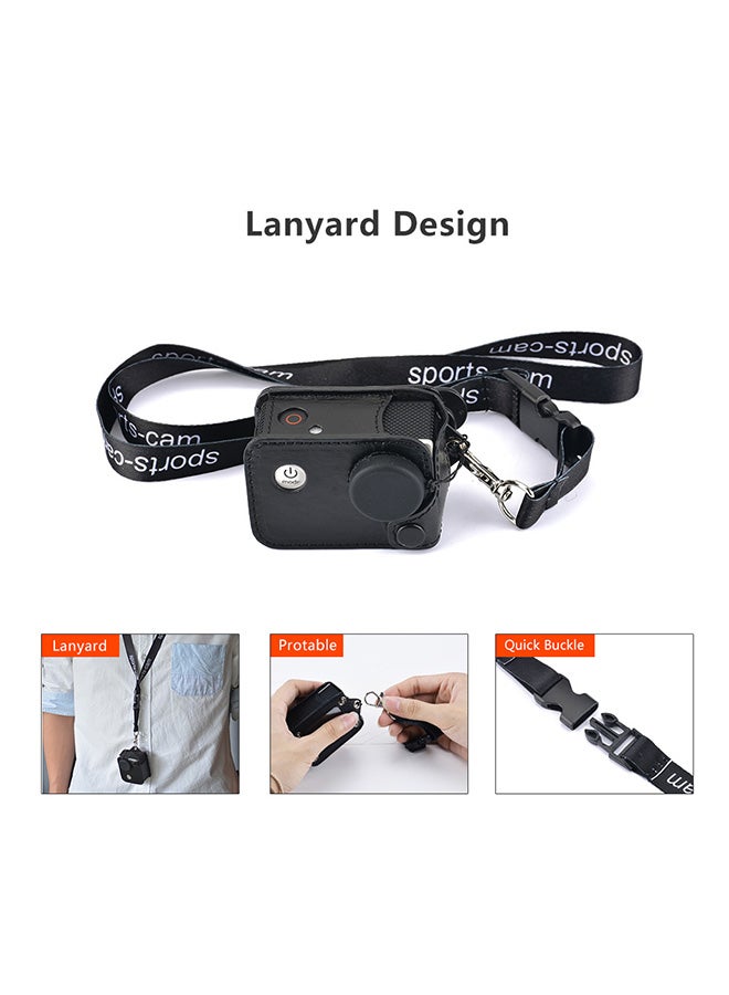 ANDOER Clip-On Sports Camera Protecive Carrying Case With Neck Lanyard Lens Cap For Sjcam Sj4000 Sj5000 Black  - Image 5