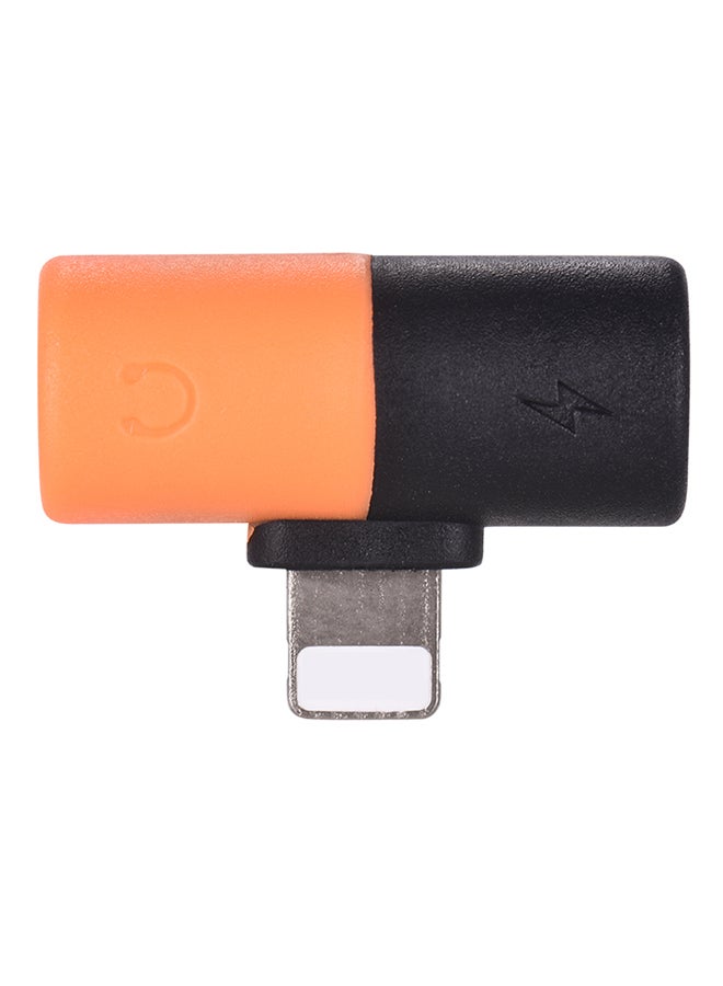 Generic - 2-In-1 Mini Lightning Splitter Adapter Black/Orange - Image 1