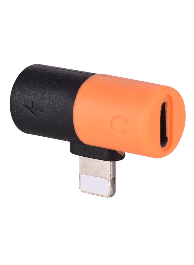Generic - 2-In-1 Mini Lightning Splitter Adapter Black/Orange - Image 1