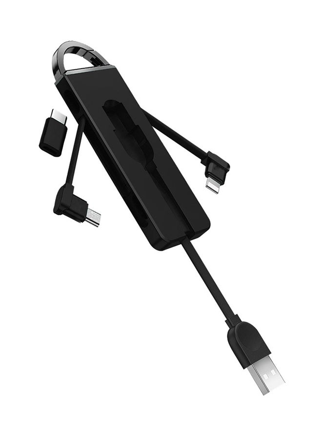 كابل Micro USB 3 في 1 لمزامنة البيانات والشحن أسود