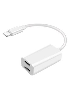 Generic Audio AUX Converter Charger Cable Splitter Adapter White  - Image 1