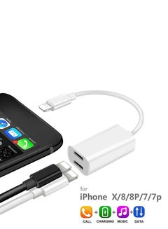Generic Audio AUX Converter Charger Cable Splitter Adapter White  - Image 2