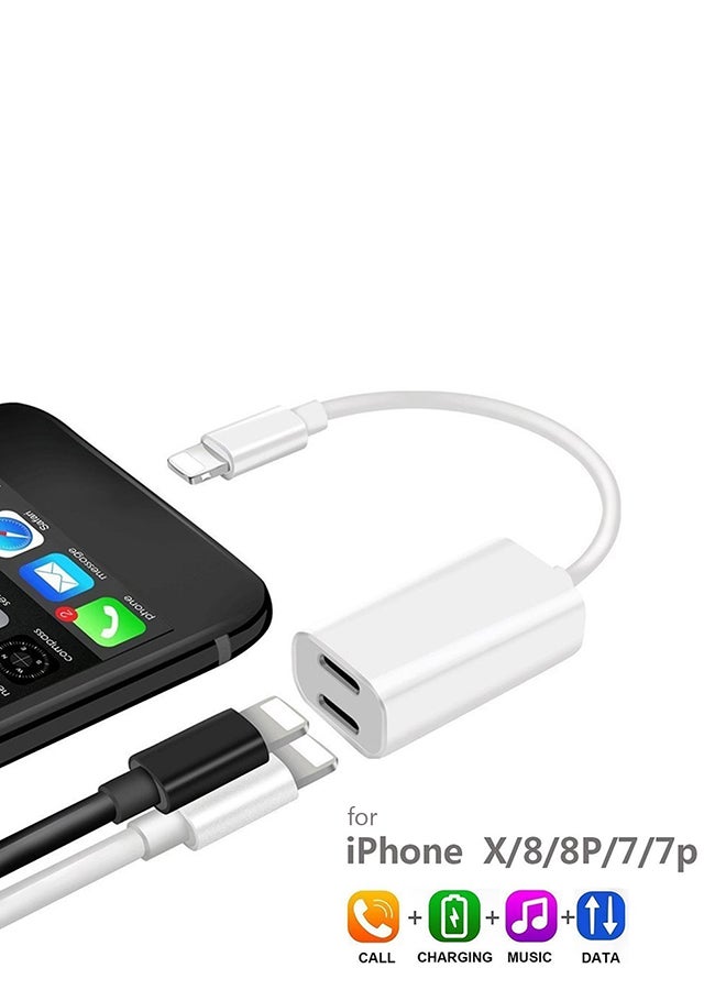 Generic - Audio AUX Converter Charger Cable Splitter Adapter White - Image 1