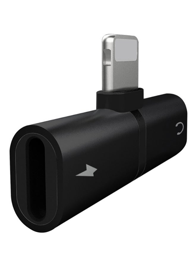 Generic - 2-In-1 Lightning Headphone Jack And Adapter Black - Image 1