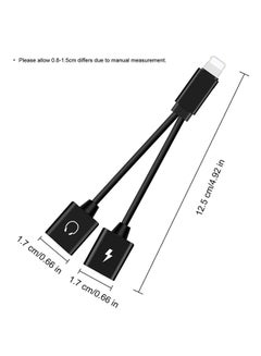 Generic Audio AUX Converter Adapter With Dual Lightning Headphone Jack Charging Port Black  - Image 2