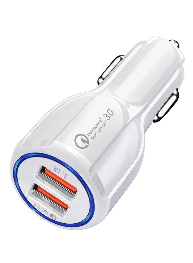 2-USB Port Quick Car Charger White - Image 1